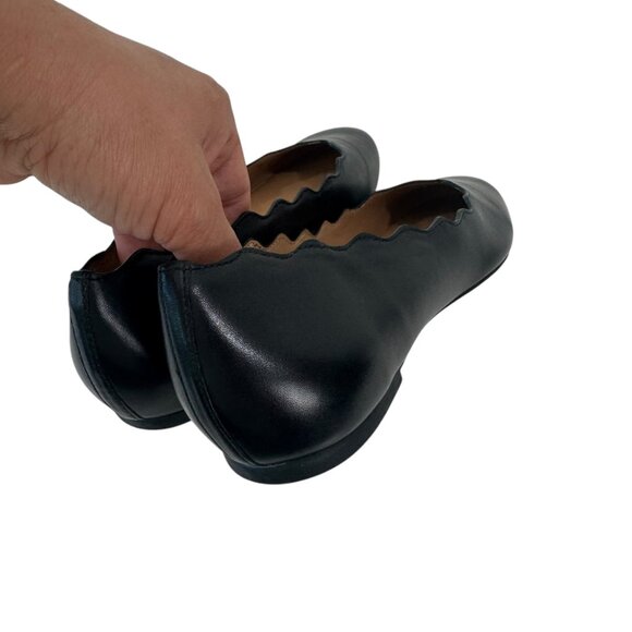 Copper Key Women Black Smooth Lovely Leather Scalloped Ballet Flats Size 8 - Picture 11 of 16